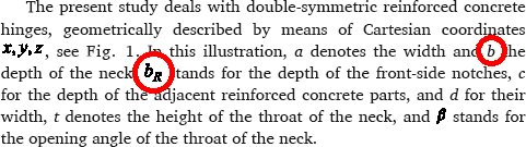 In this paragraph, <code>b</code> is shown in the normal font, but <code>b_R</code> is in a heavier font and aliased.